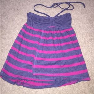 Grey and pink striped top