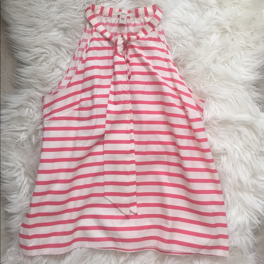 J. Crew pink and off white striped top