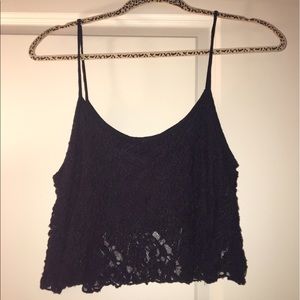Black lace crop top