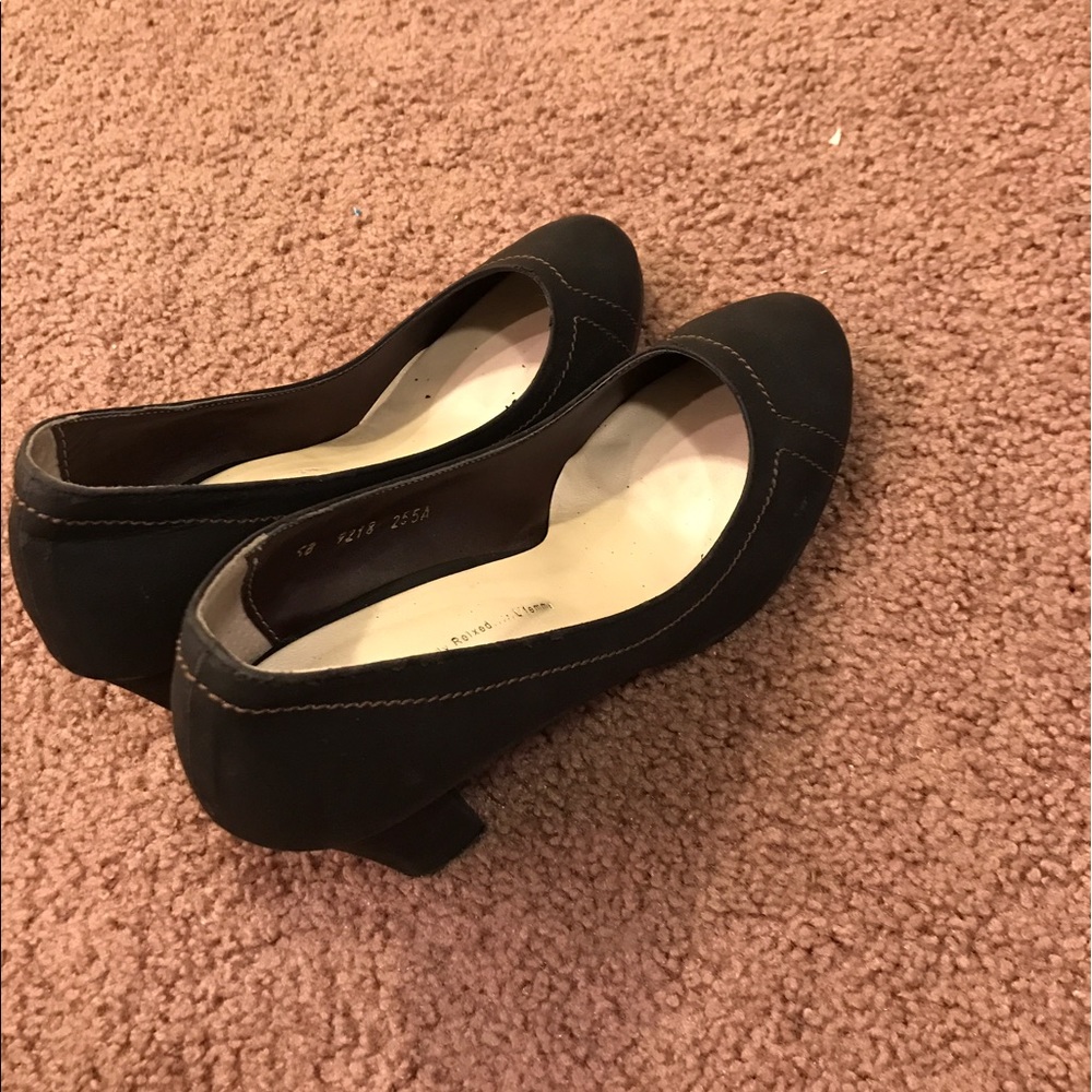 Black suede pumps