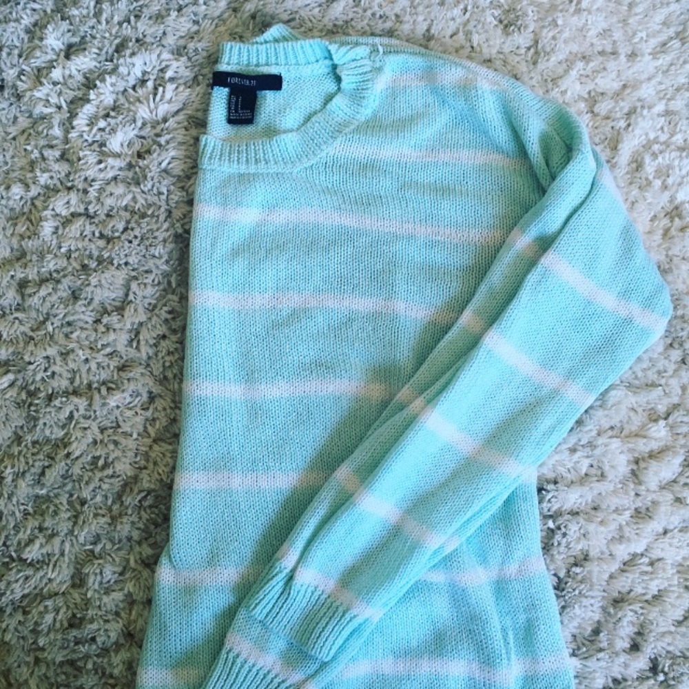 Mint and white striped sweater