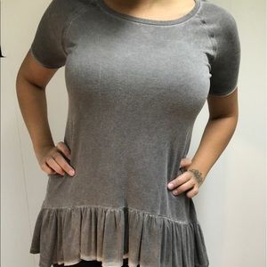 Cute ruffle grey tee