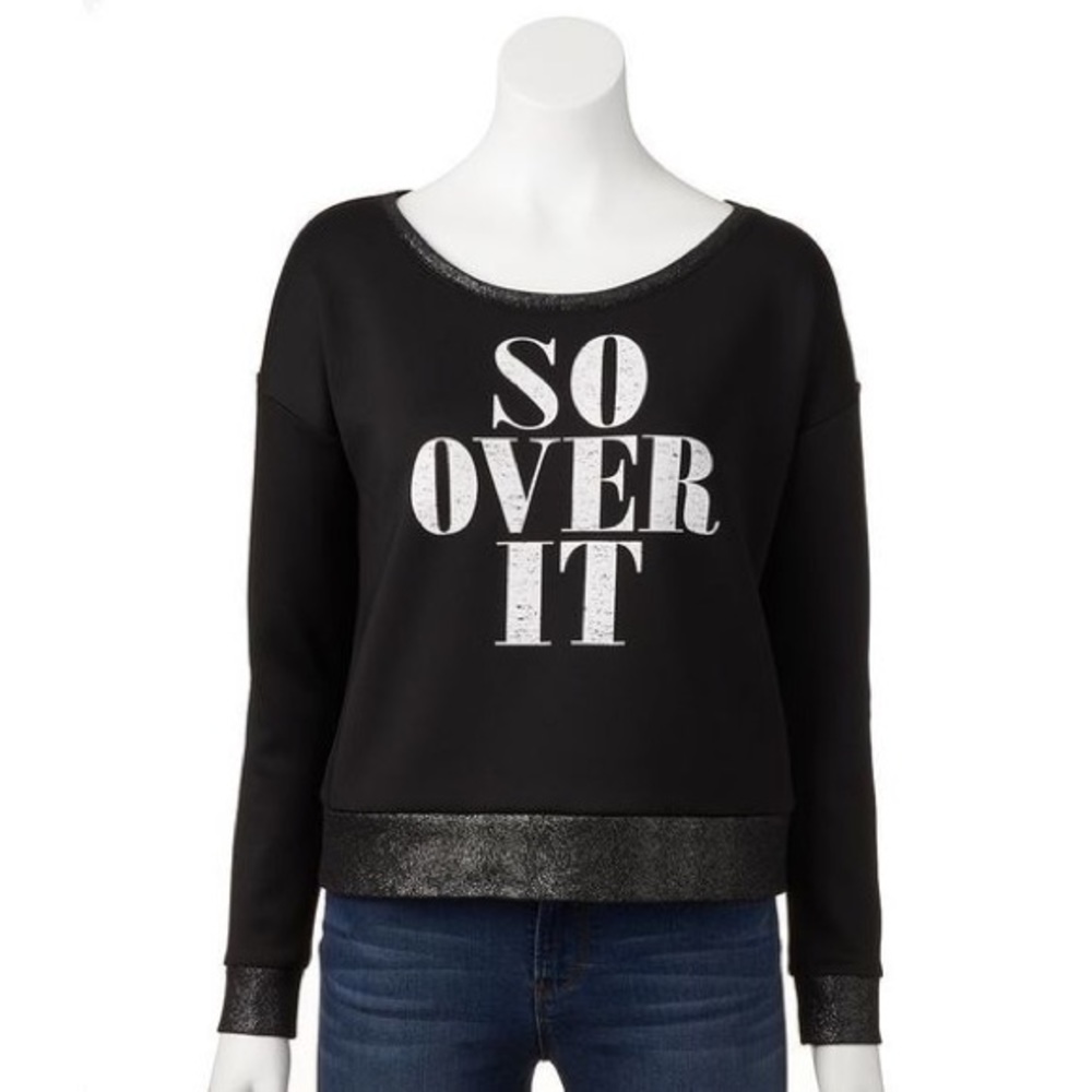 Rock & Republic So Over It Scuba Sweatshirt NWT - Picture 1 of 1