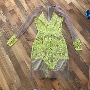 For Love & Lemons Yellow Lace Dress
