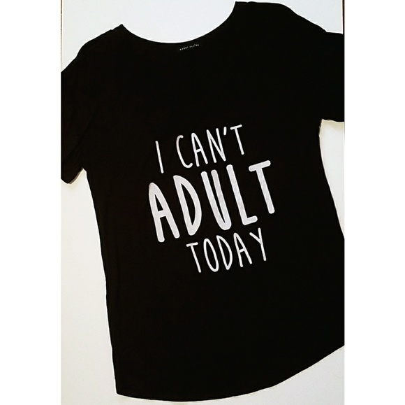 LAST MEDIUM "I Cant Adult Today" Print Top - Picture 3 of 4