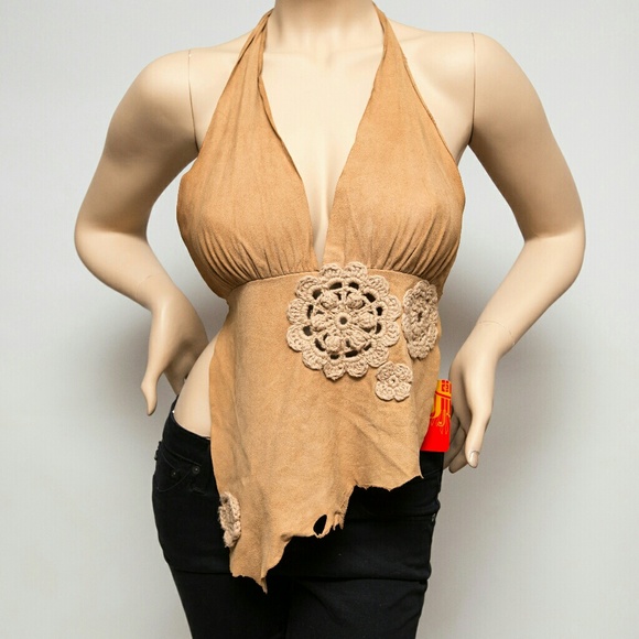 Ingwa Melero Suede Leather Halter Top - Picture 2 of 8