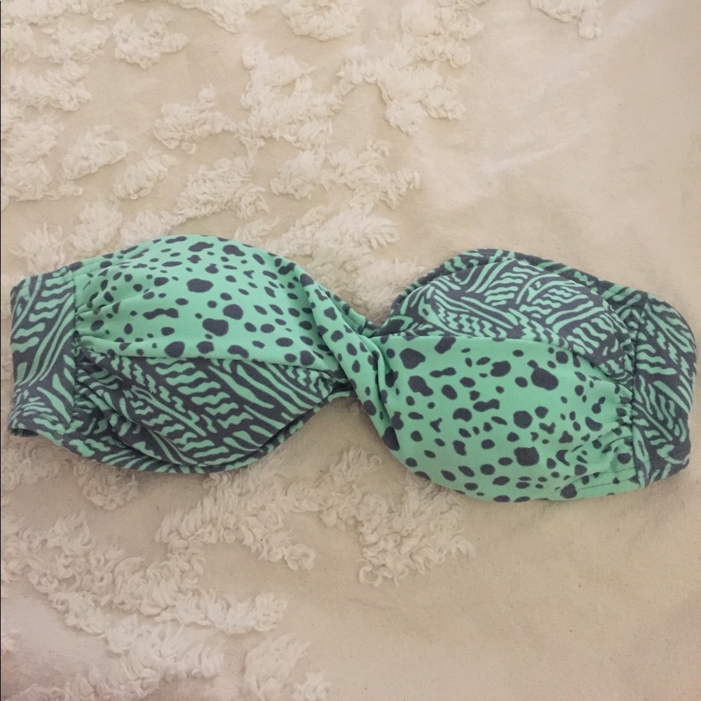 Green Patterned Bandeau Bikini Top