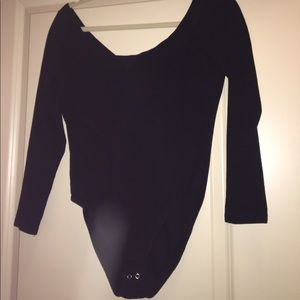 Black, scoop neck leotard