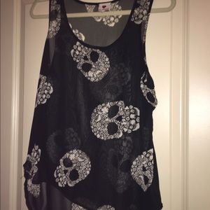 Black and white sugar skull top