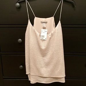 NWT Soft flowy metallic gold/cream tank top
