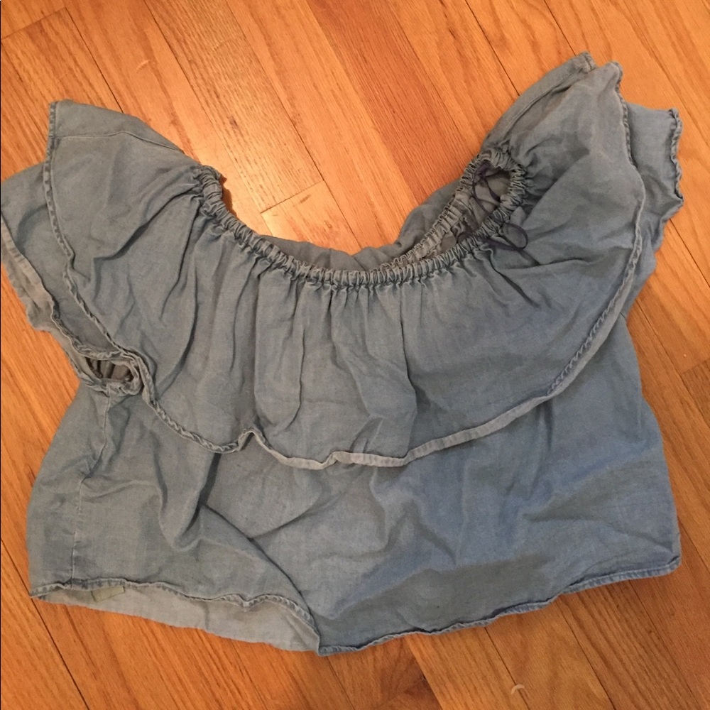 Zara Off the Shoulder Denim Top