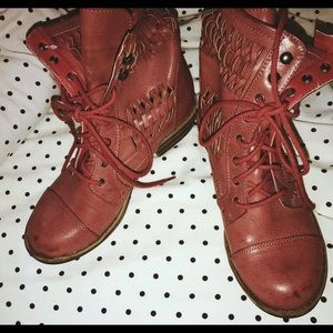 Rustic red combat boots!
