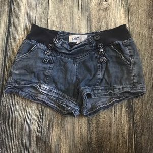 Jolt stretch waist Dark wash jean shorts