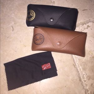 two brand new ray ban cases with cleaning cloth