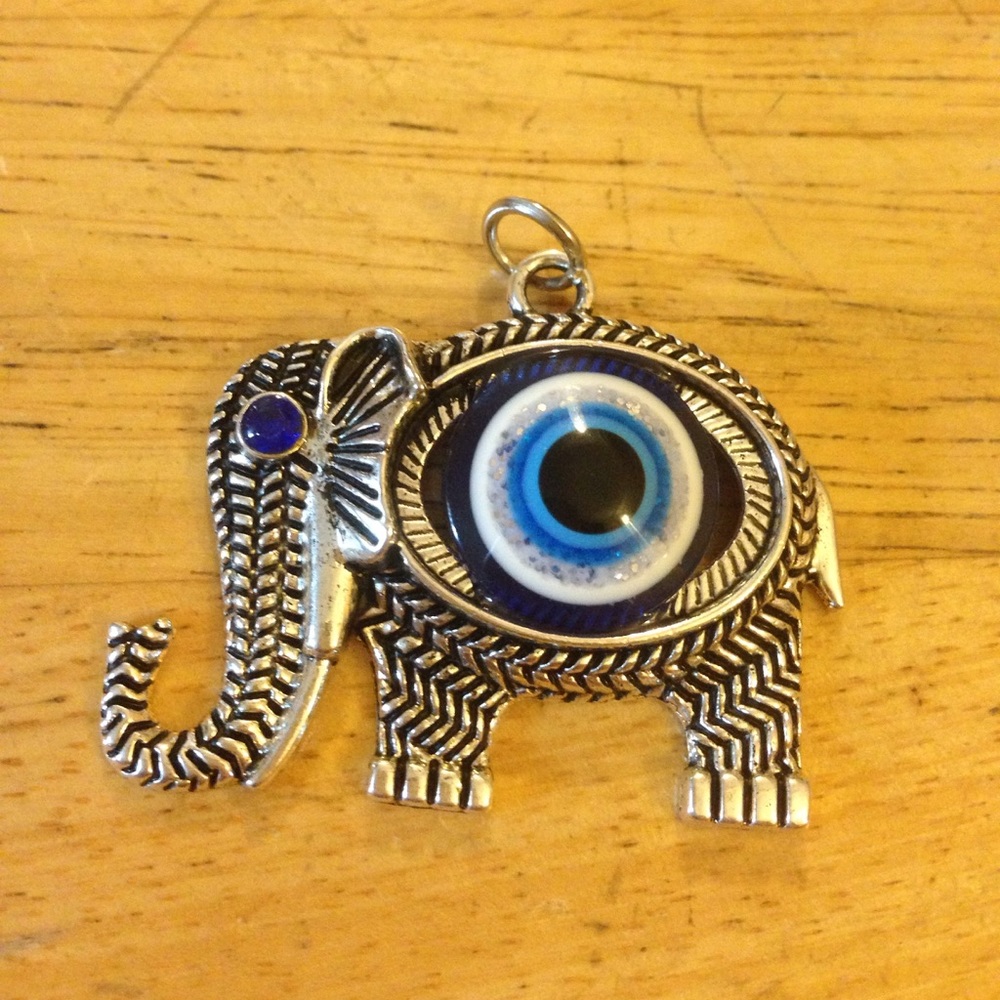 Good Luck Elephant Evil Eye Pendent