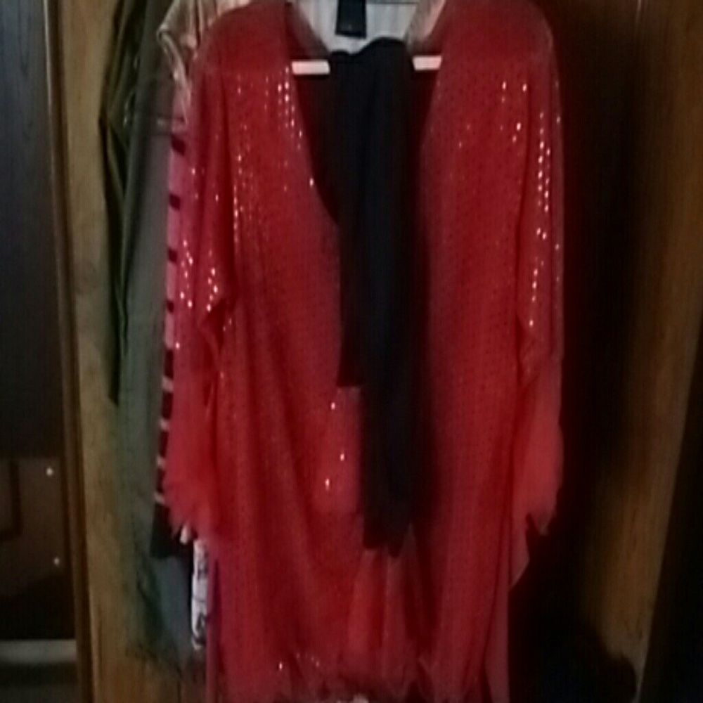 Red sequence top and matching pants