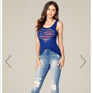 Bebe Heart Flag Tank Top