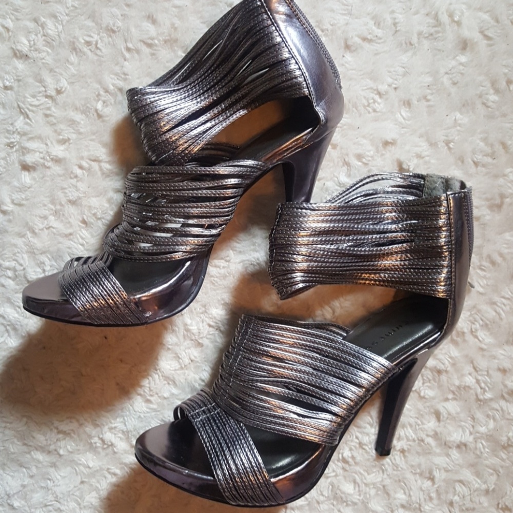 Strappy silver heels $35  OBO (Chinese Laundry)