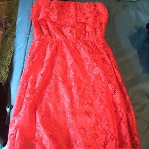 Hot pink lace cocktail dress