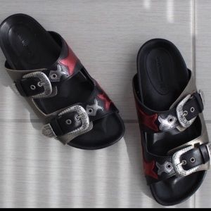 NWT ZARA LEATHER LEATHER SLIDE ON SIZE 6.5