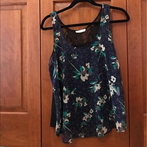 Nordstrom printed tank top with lace back