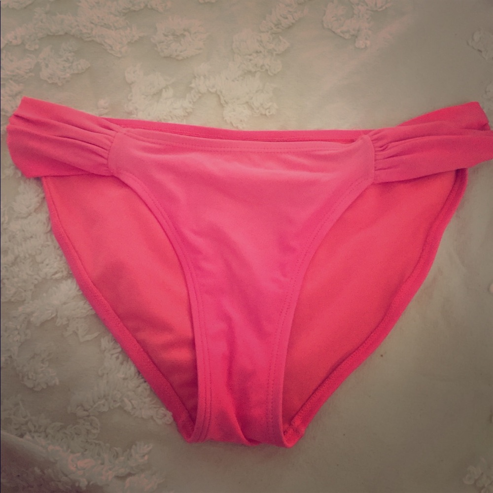 Pink Ruched Bikini Bottoms