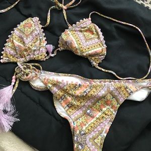 Super cute beaded tassel bikini