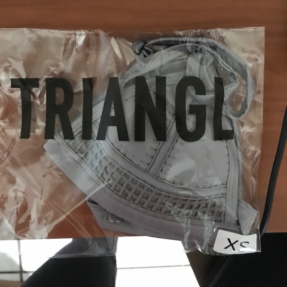 Gray neoprene triangl top