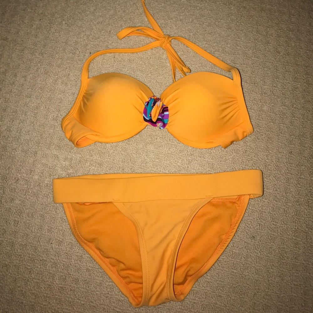 Matching orange bikini set