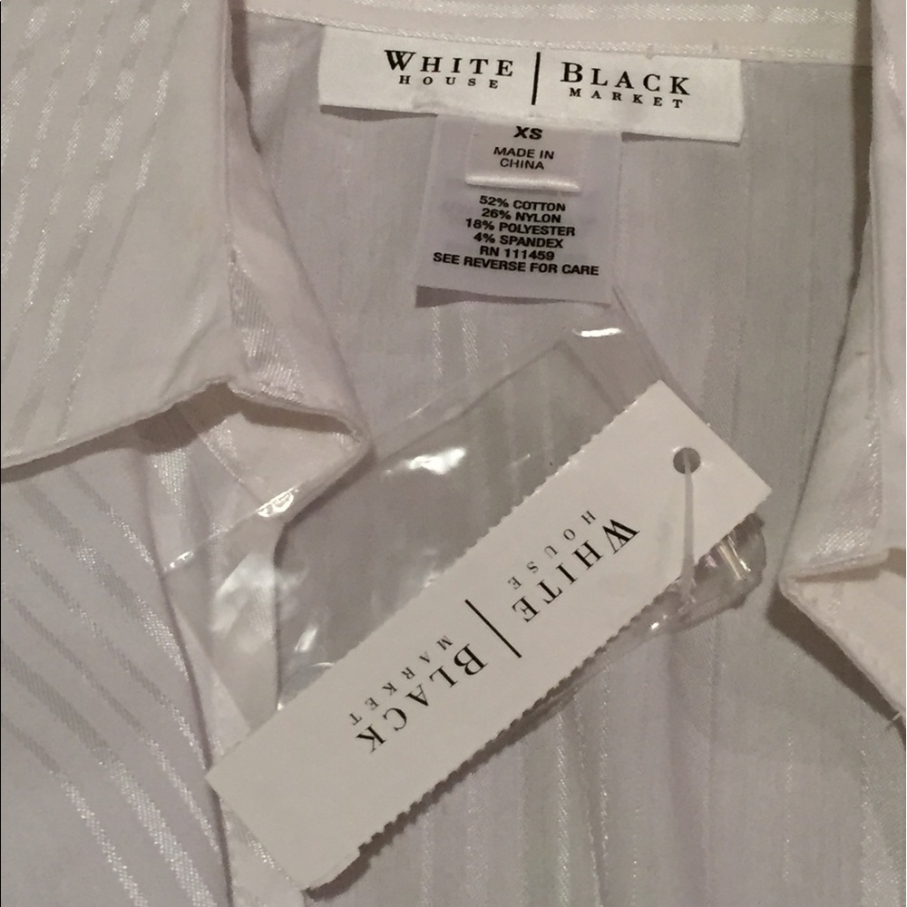 White House Black Market White Striped Wrap Blouse - Picture 4 of 4
