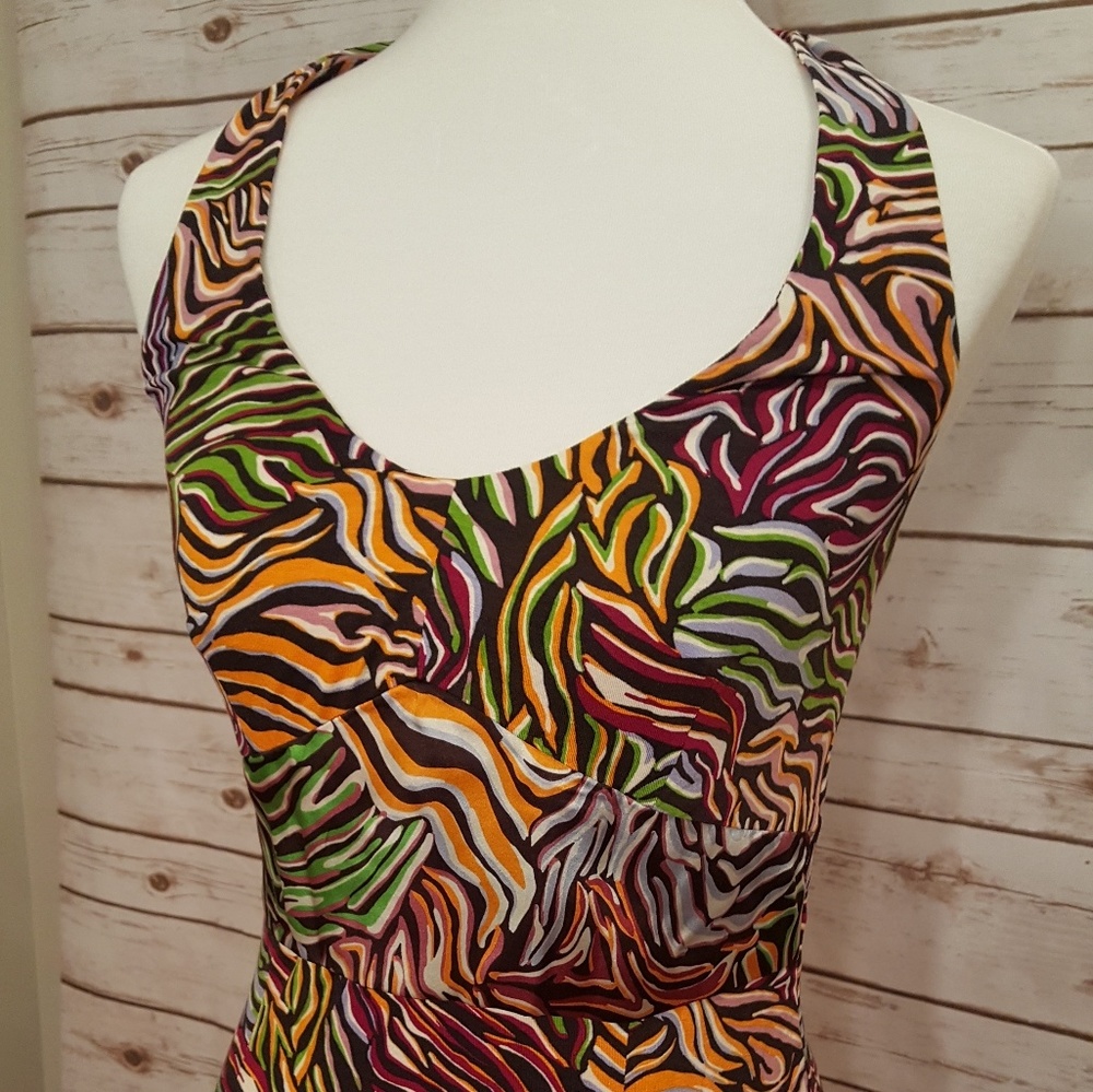 Vibrant print halter dressy top