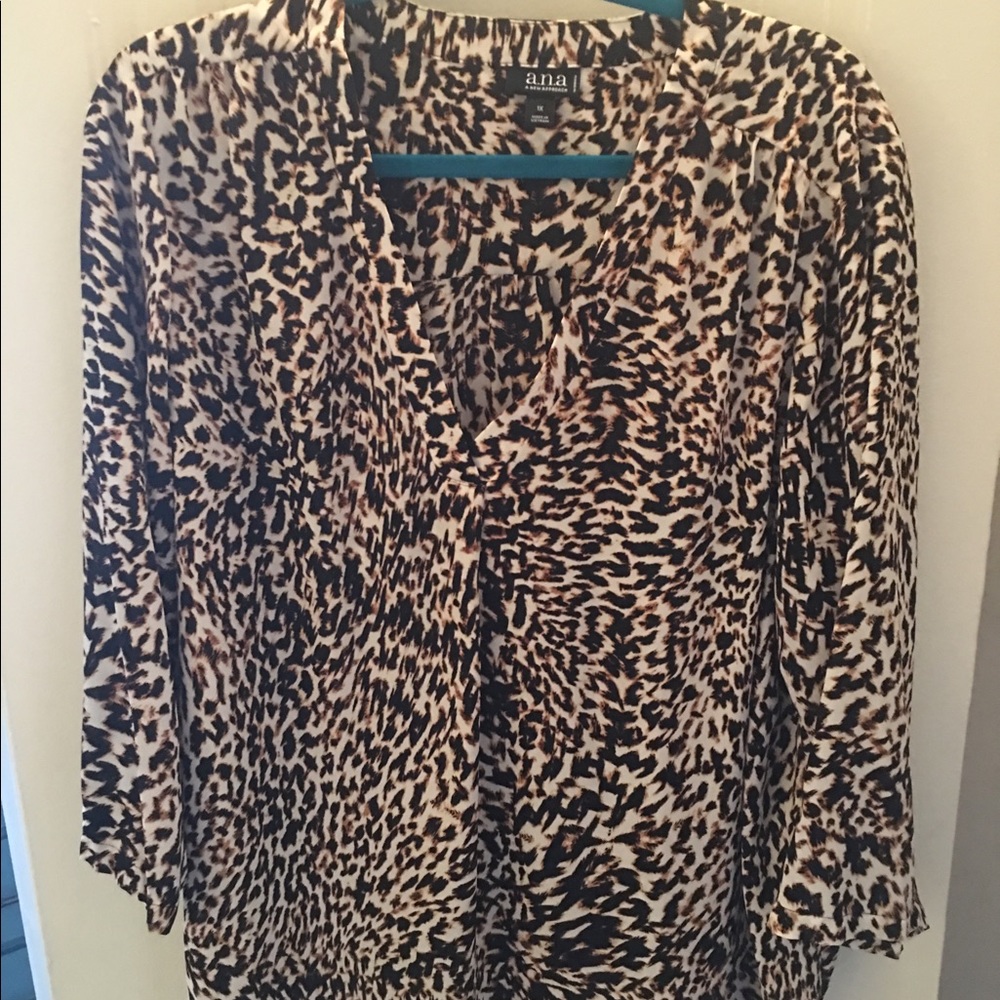 ANA sheer, animal print blouse