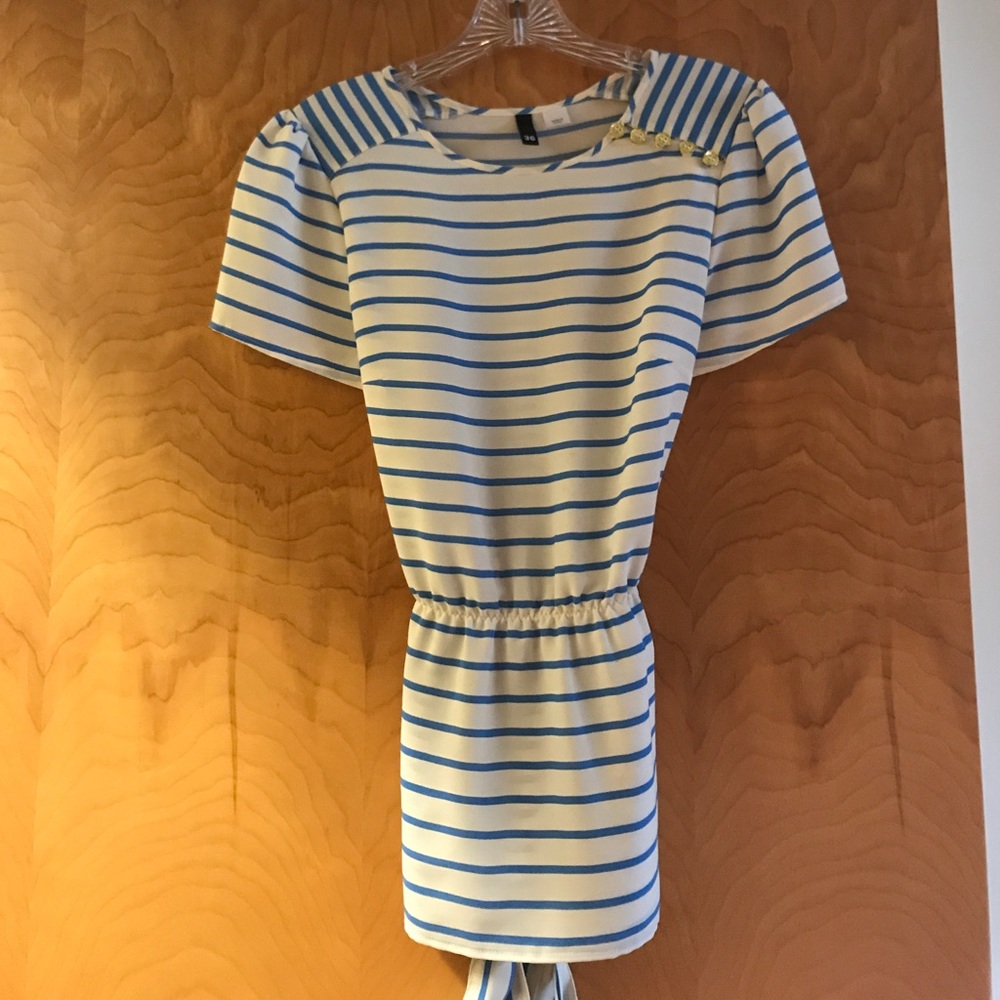 White and blue stripe blouse