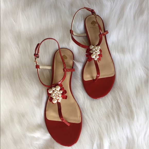 kate spade Shoes - Kate Spade Pearl Cluster Patent Leather Sandals