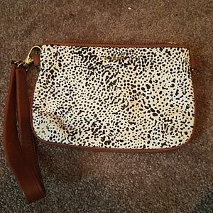 Fossil faux fur wristlet
