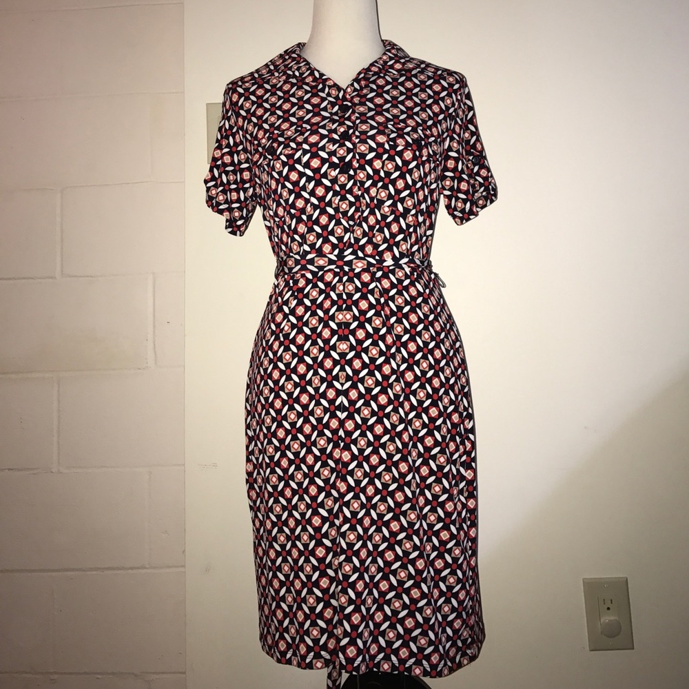 Button up nursing friendly dress blue and red 12