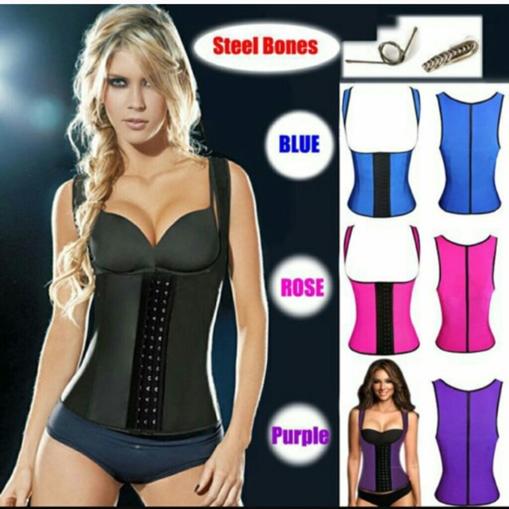 9 steel boned vest corset latex waist trainer