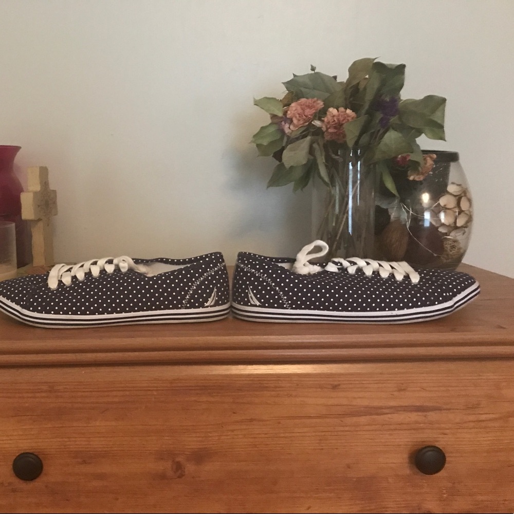 Women's Nautica Navy and white pok a dot