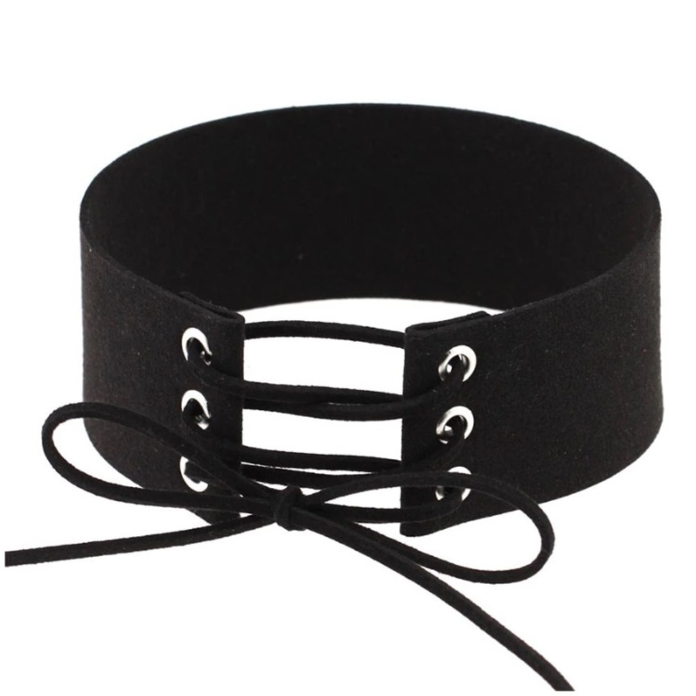 Faux swede corset choker