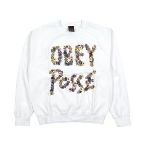 Obey white floral crew neck