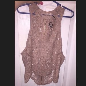 Crop Lace Zipper Top