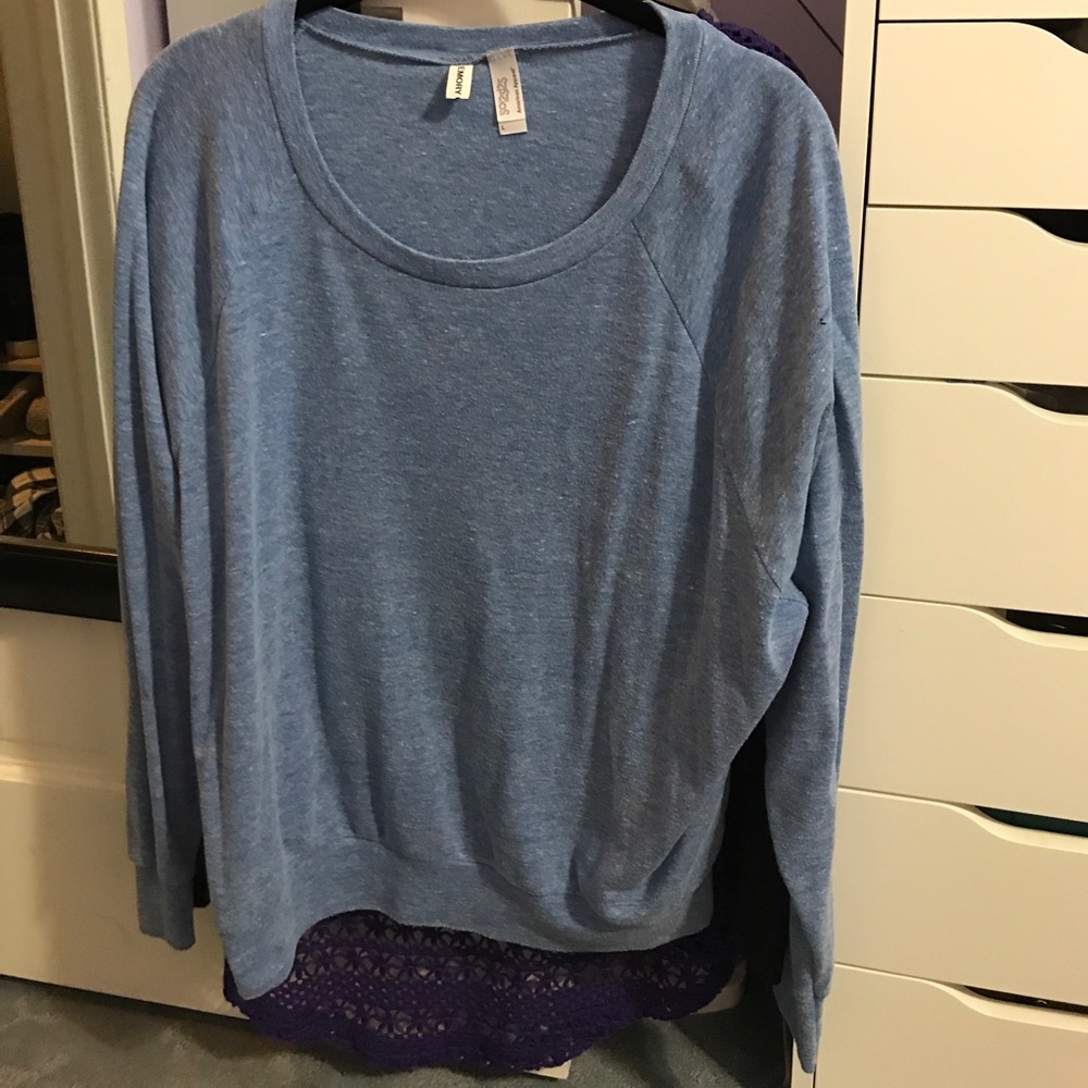 American apparel blue crewneck long sleeve