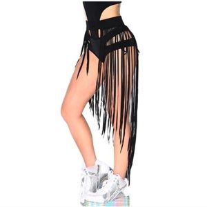 Iheartraves black fringe maxi skirt