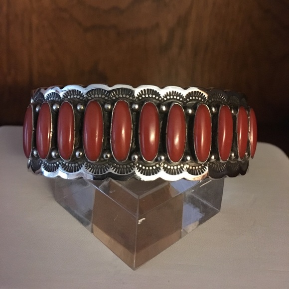 Vintage hand made Native American coral bracelet