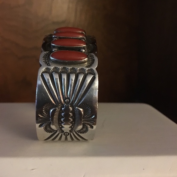 Vintage hand made Native American coral bracelet