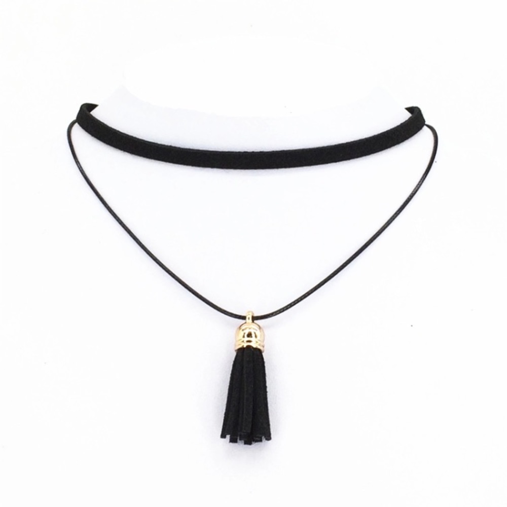 Layered faux leather choker