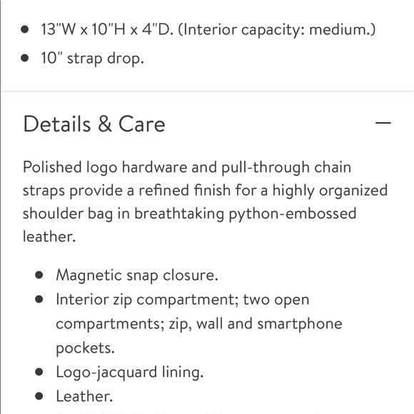 ⚜️SOLD⚜️NWOT⚜️Michael Kors Learher Jet Set Phyton - Picture 7 of 7