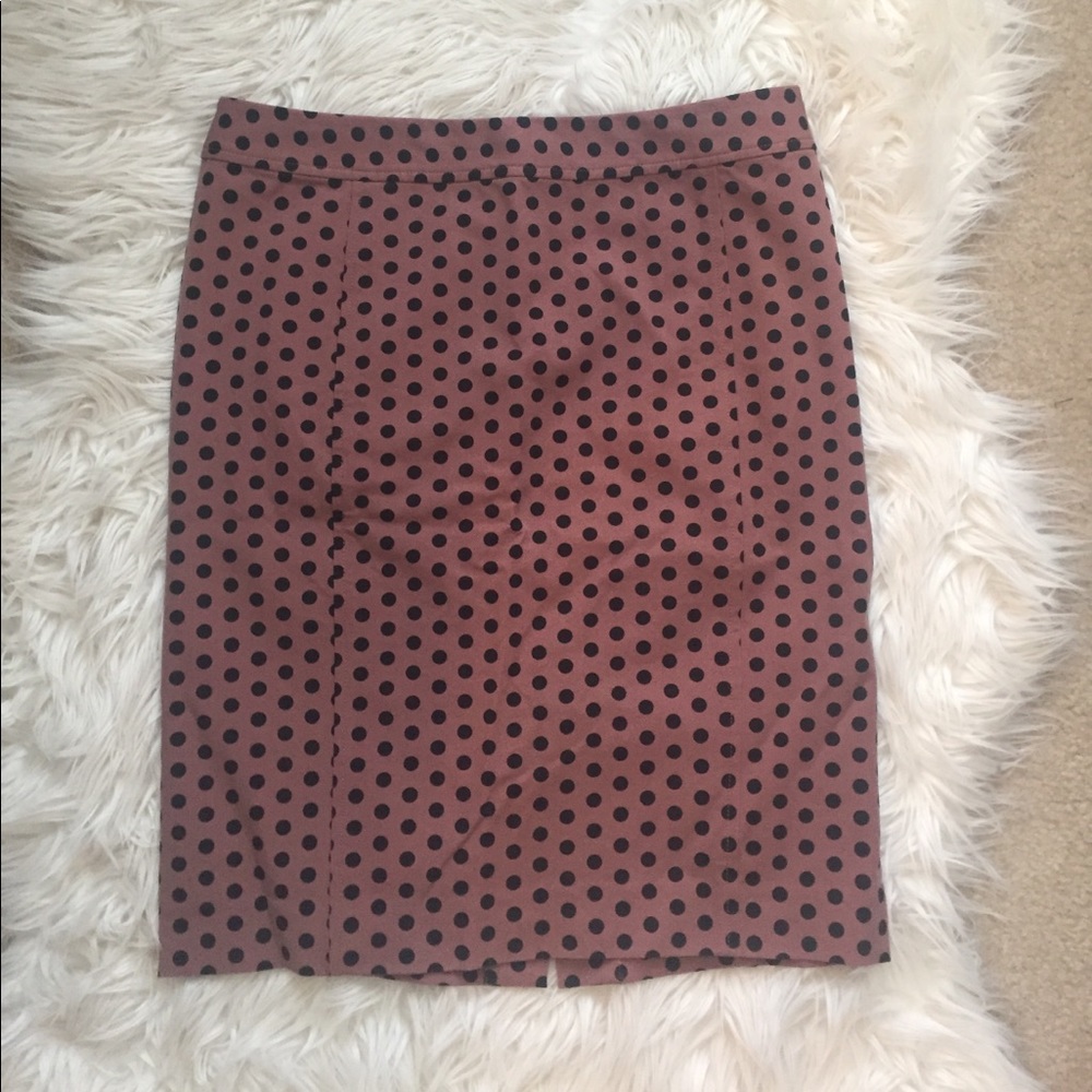 LOFT- Pink and black polka dot pencil skirt