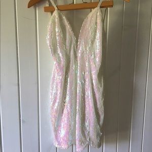 Tobi White Sequin Low Back Dress