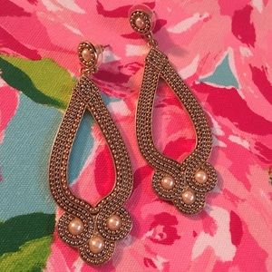 ⏳FlASH🍃Silver & Gold Pearl dangle Bridal earrings